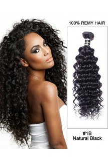 16” #1B Natural Black Deep Wave Weave 100% Remy Hair Human Hair Extensions 16” #1B Natural Black Deep Wave Weave 100% Remy Hair Human Hair Extensions